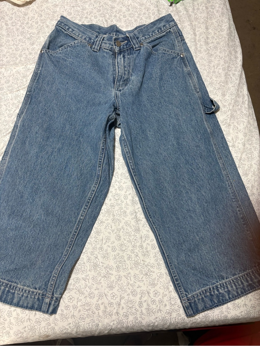 Women's Cropped Carpenter Jeans in Light Blue